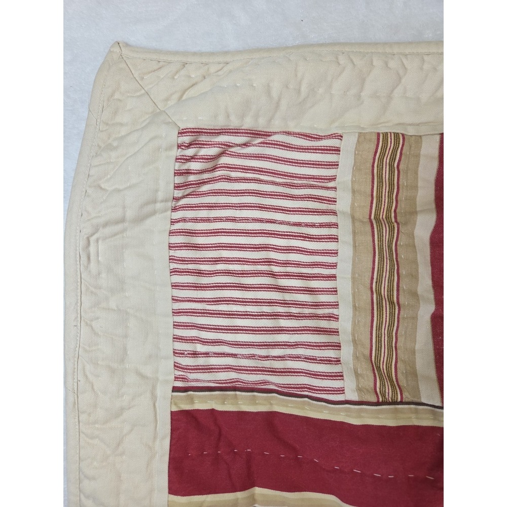 2 Pottery Barn Vintage Stripe Patchwork Quilted Pillow Shams Ticking 2007 STD - Picture 2 of 13